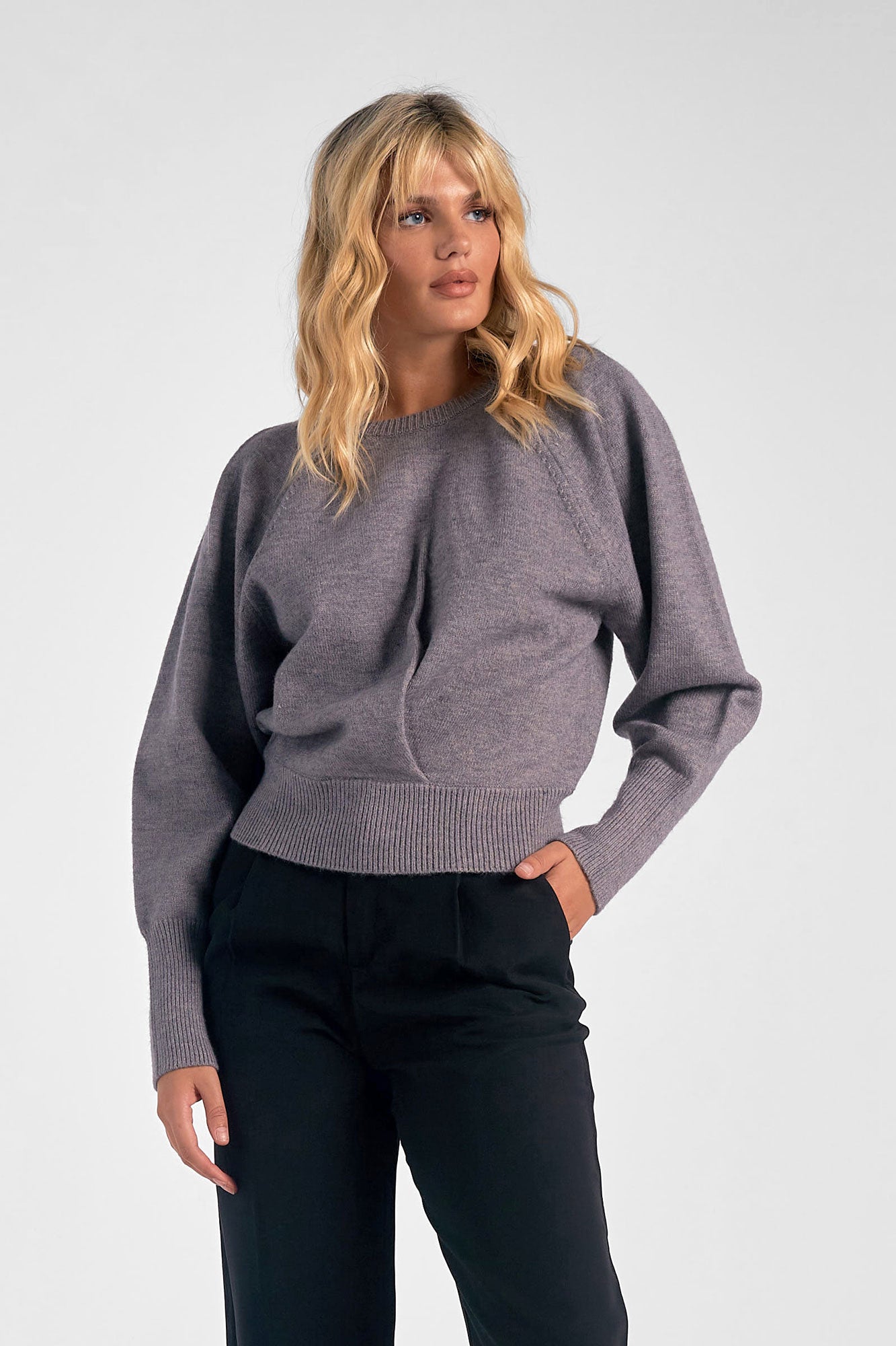 Elan: Dolman Sweater (Charcoal or Beige)