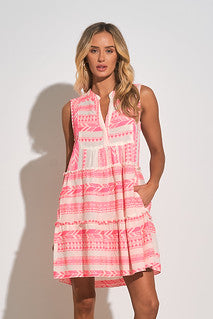 Elan A Line Dress (Pink/White or Blue/White)