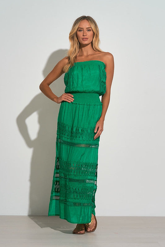 Green Strapless Maxi Dress