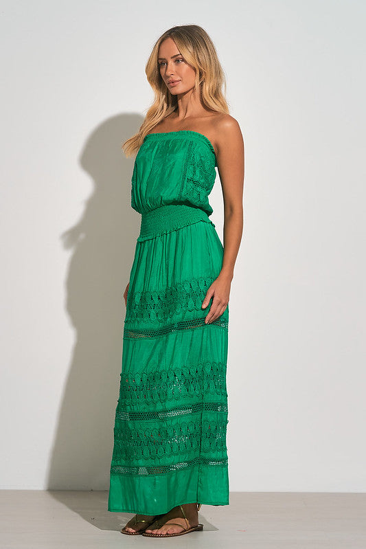 Elan Green Strapless Maxi Dress