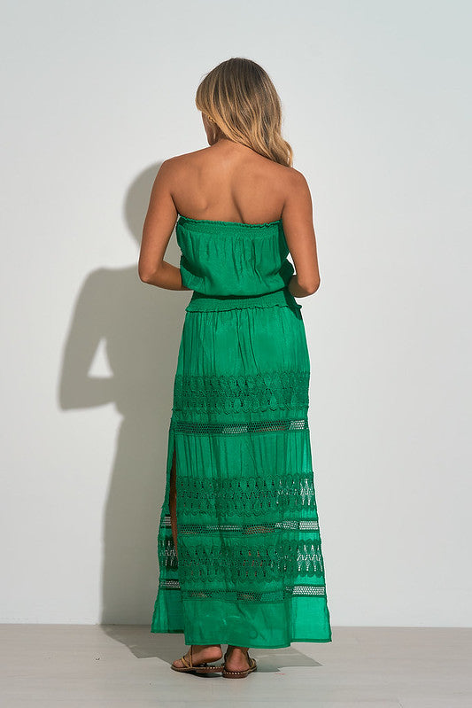 Elan Green Strapless Maxi Dress