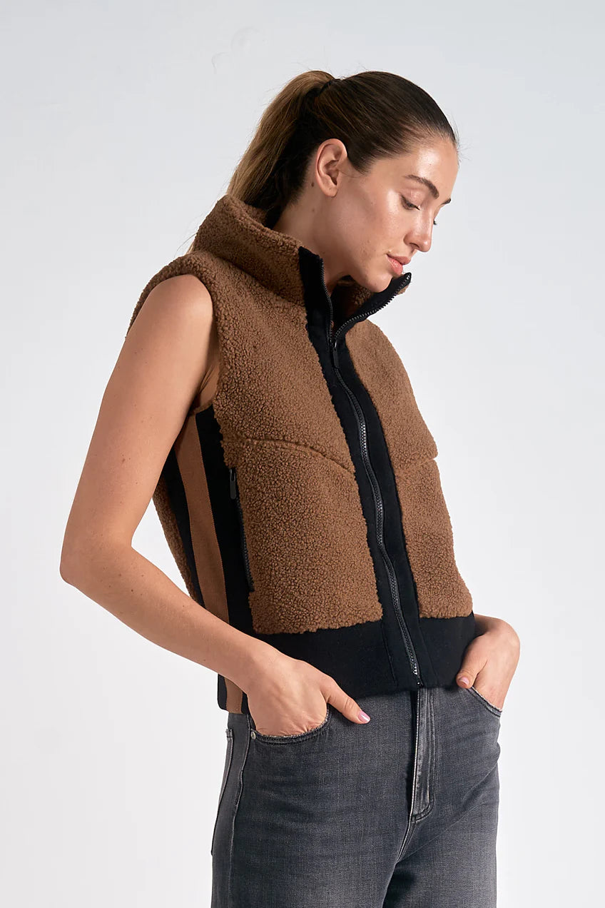 Elan Vancouver Vest (Brown & Off White)