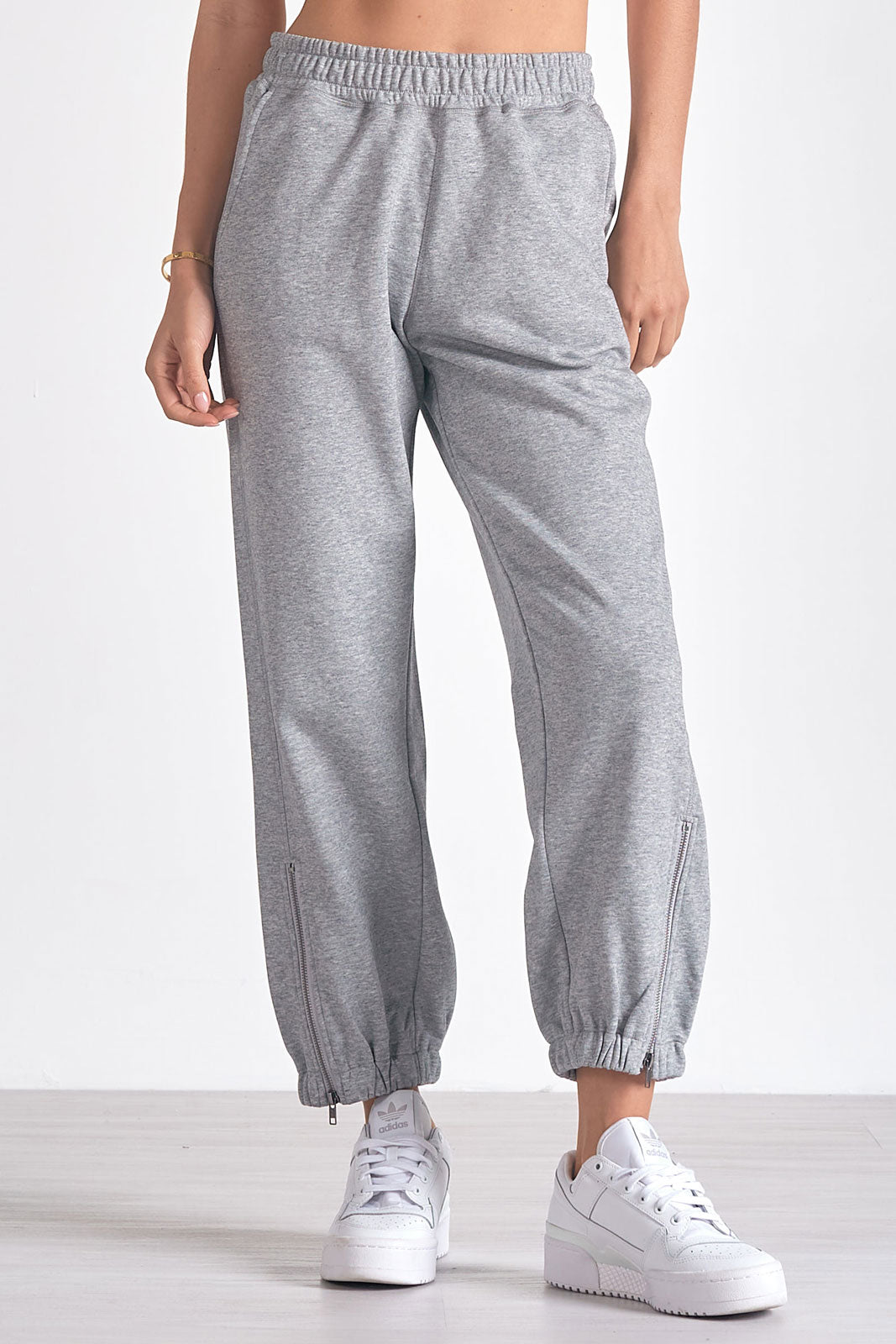 Elan Heather Jogger Zipper (Grey and Black)